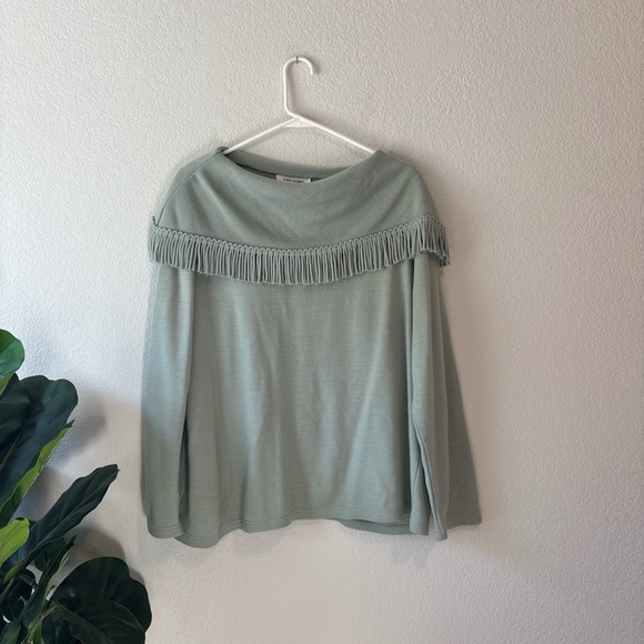 Pale Green Fringe Detail Women's Top XL - Picture 1 of 4